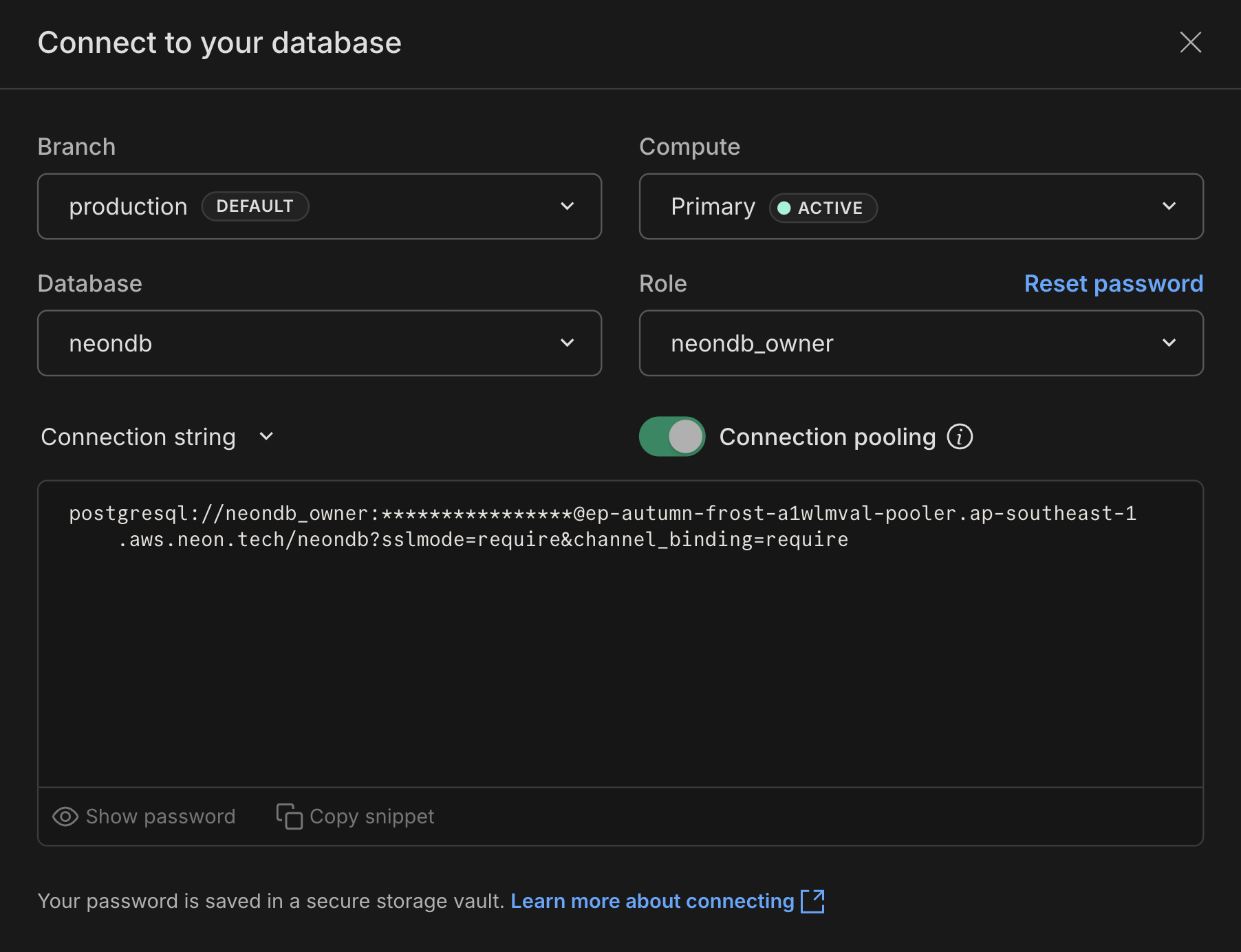 Neon Connection string