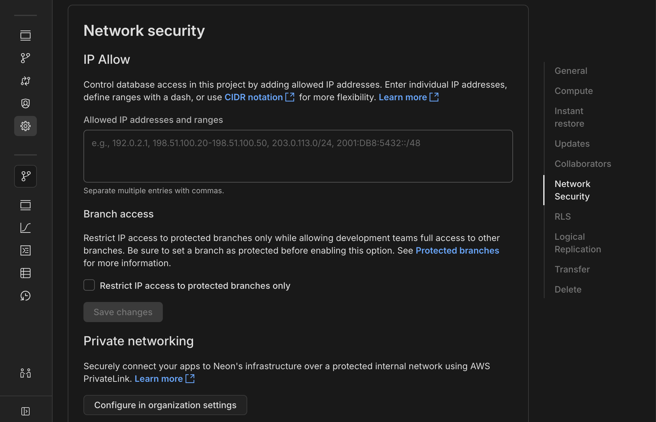 IP Allow configuration